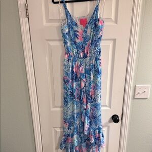 Lilly Pulitzer Blue and Pink Maxi Dress
